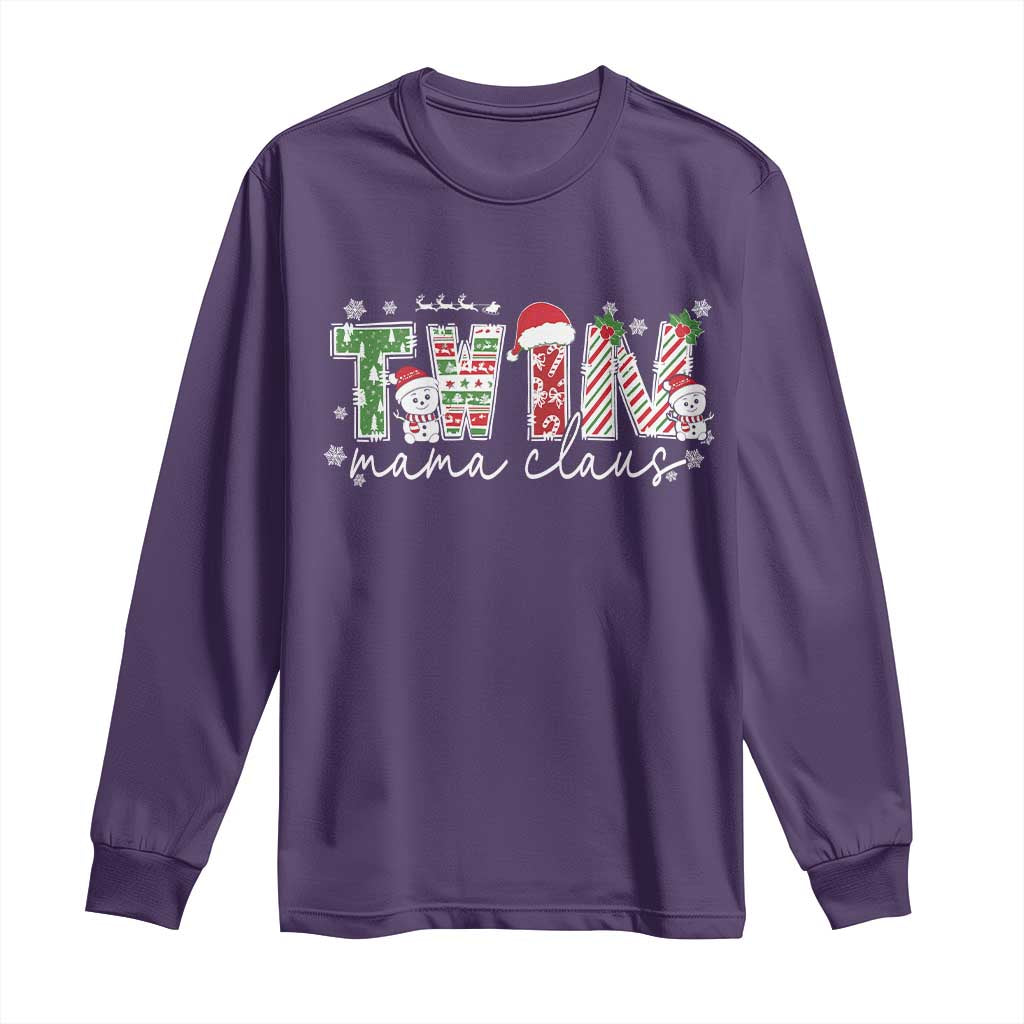 Christmas Twin Mama Claus Long Sleeve Shirt Pregnancy Announcement - Wonder Print Shop
