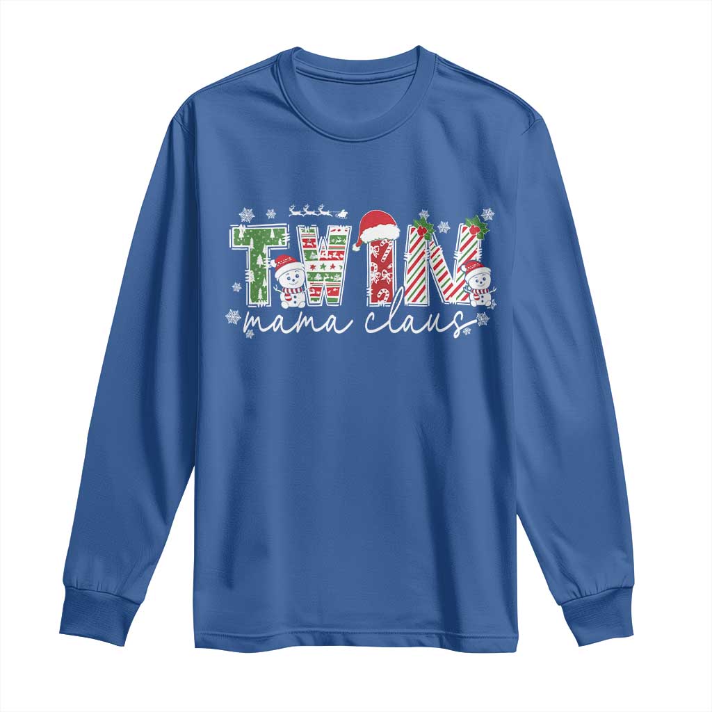 Christmas Twin Mama Claus Long Sleeve Shirt Pregnancy Announcement - Wonder Print Shop