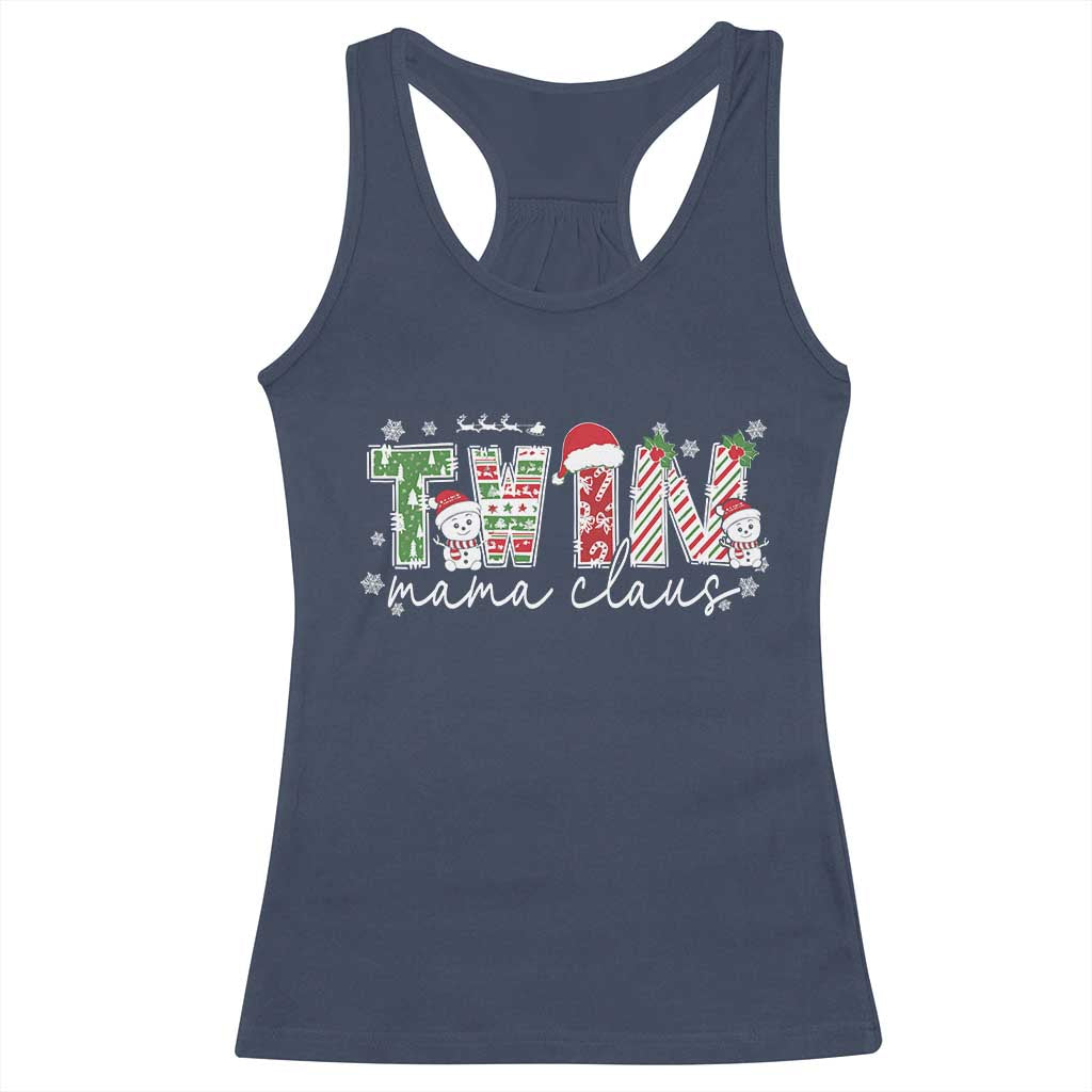 Christmas Twin Mama Claus Racerback Tank Top Pregnancy Announcement - Wonder Print Shop