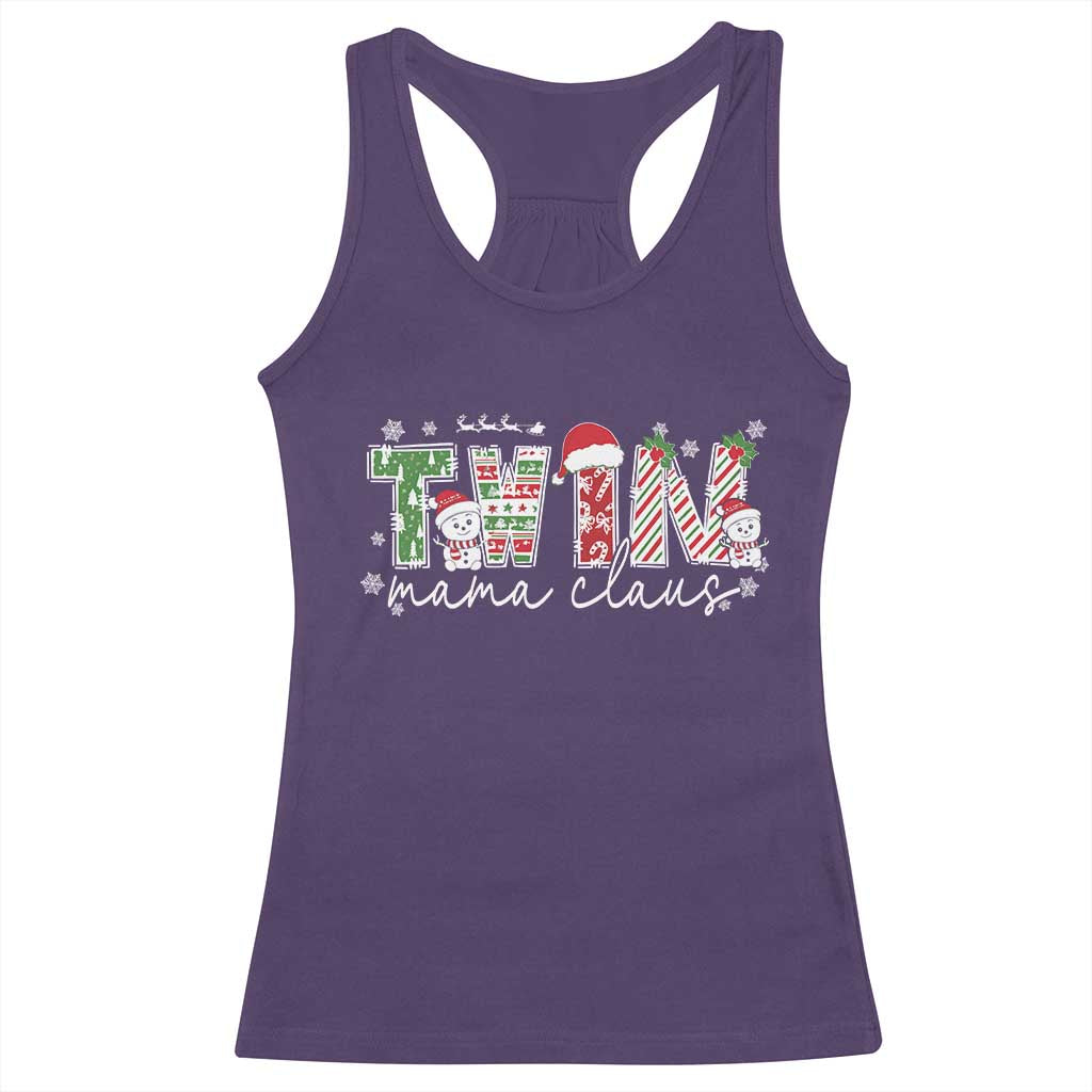 Christmas Twin Mama Claus Racerback Tank Top Pregnancy Announcement - Wonder Print Shop