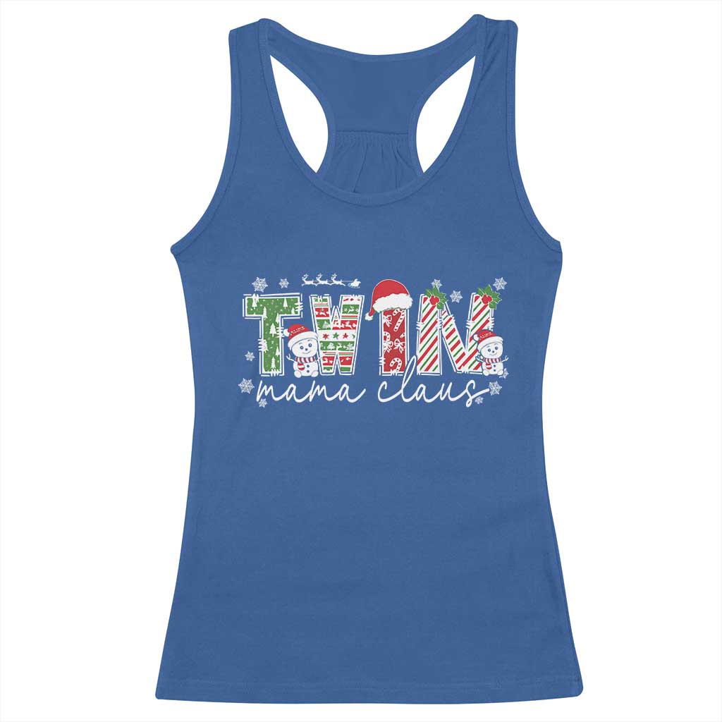 Christmas Twin Mama Claus Racerback Tank Top Pregnancy Announcement - Wonder Print Shop