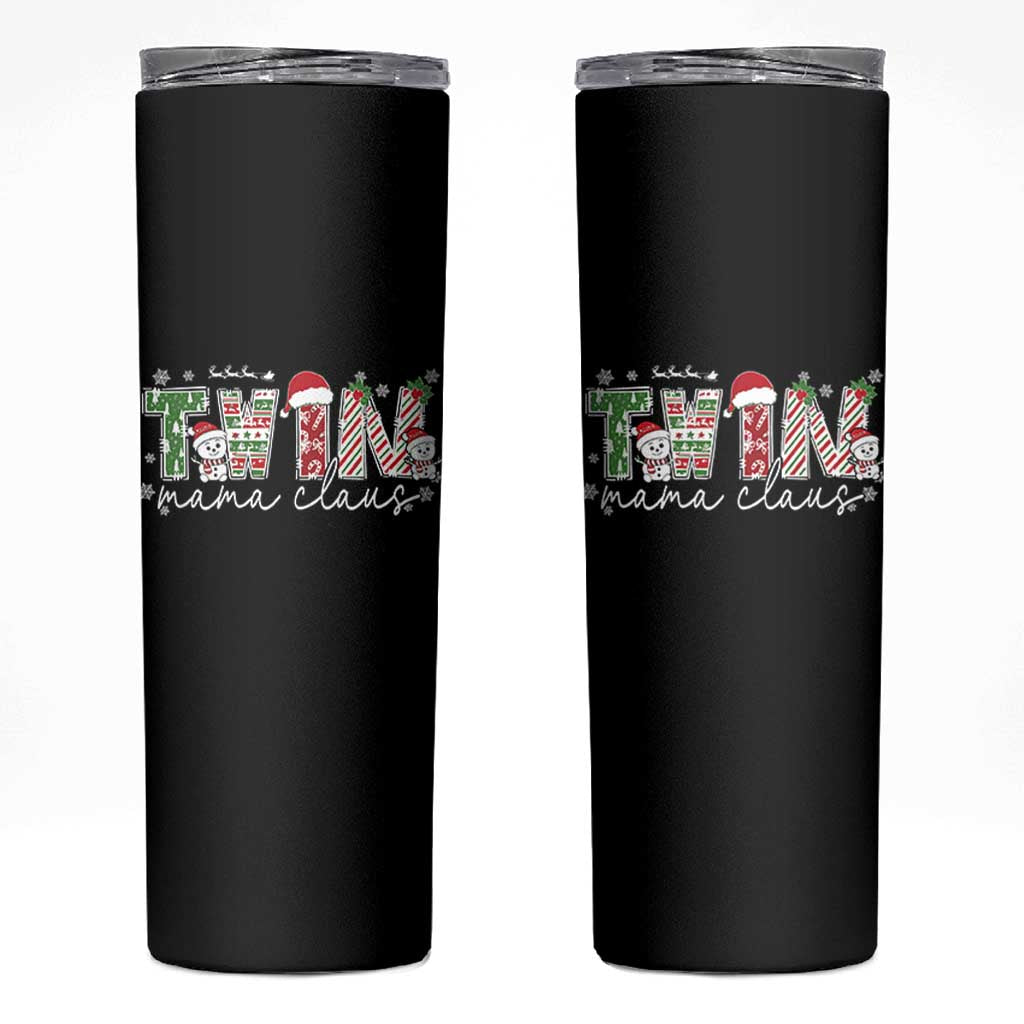 Christmas Twin Mama Claus Skinny Tumbler Pregnancy Announcement - Wonder Print Shop