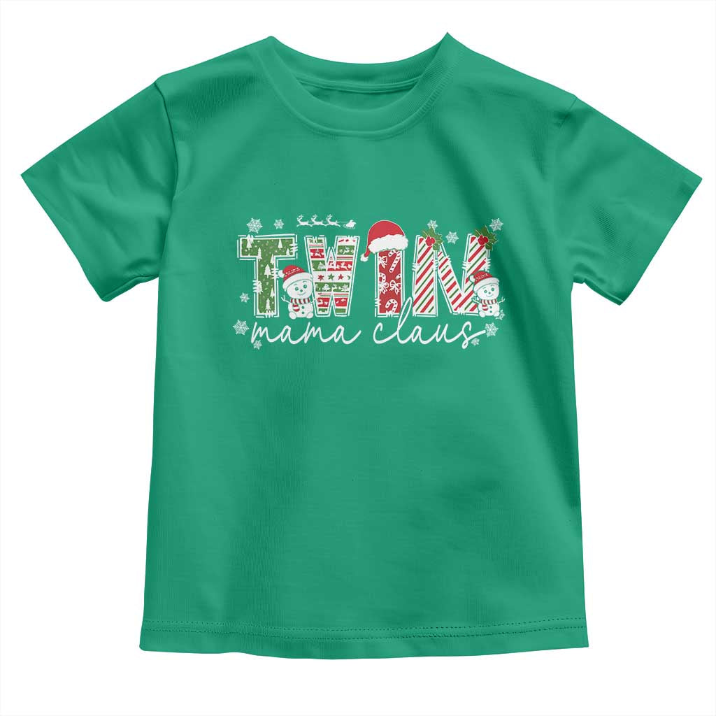Christmas Twin Mama Claus Toddler T Shirt Pregnancy Announcement - Wonder Print Shop