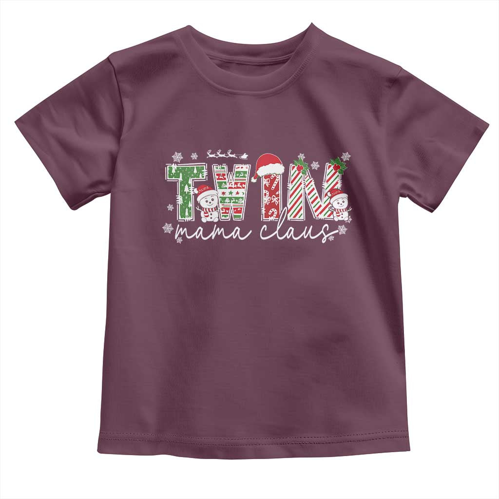 Christmas Twin Mama Claus Toddler T Shirt Pregnancy Announcement - Wonder Print Shop