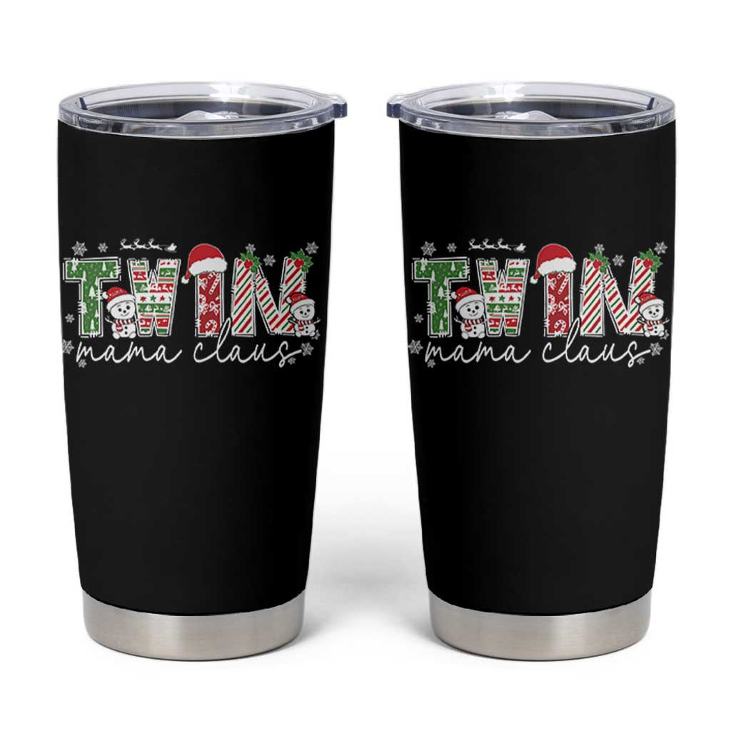 Christmas Twin Mama Claus Tumbler Cup Pregnancy Announcement - Wonder Print Shop