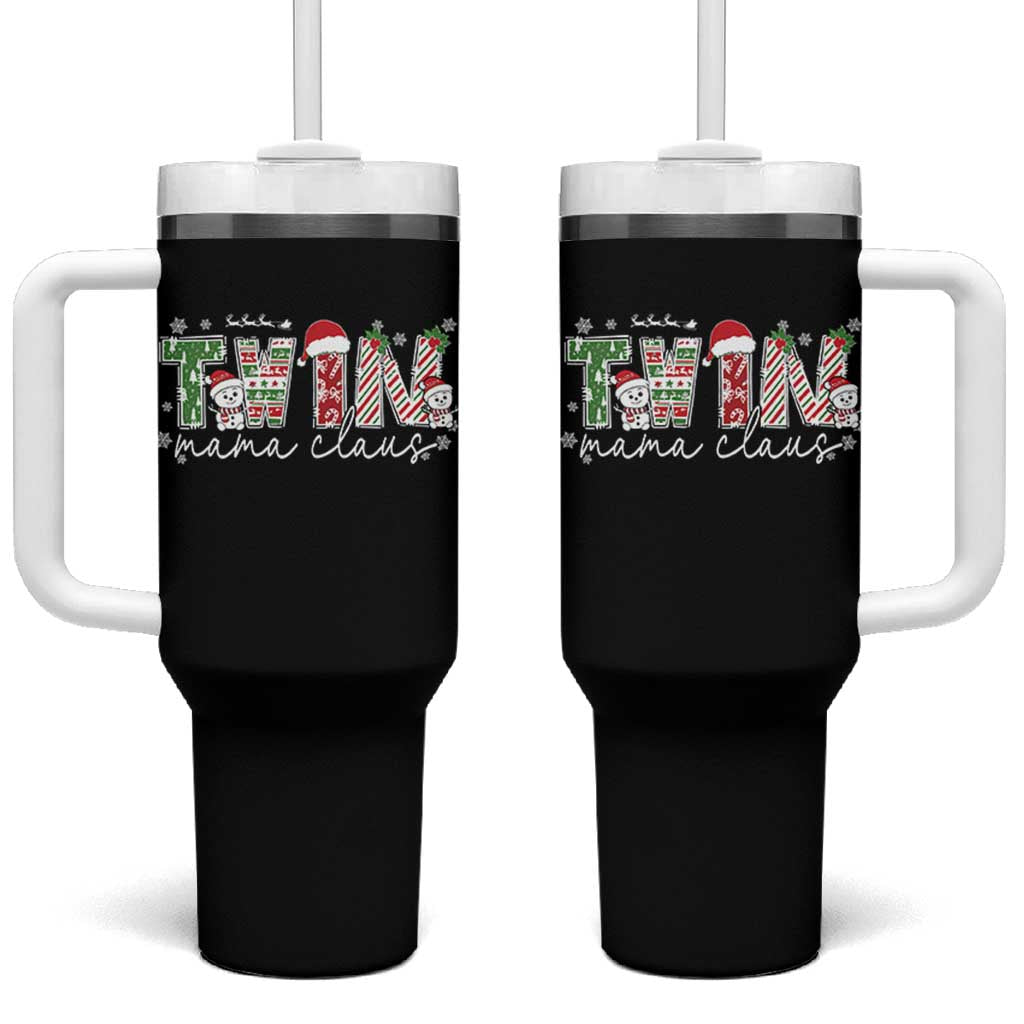 Christmas Twin Mama Claus Tumbler With Handle Pregnancy Announcement - Wonder Print Shop
