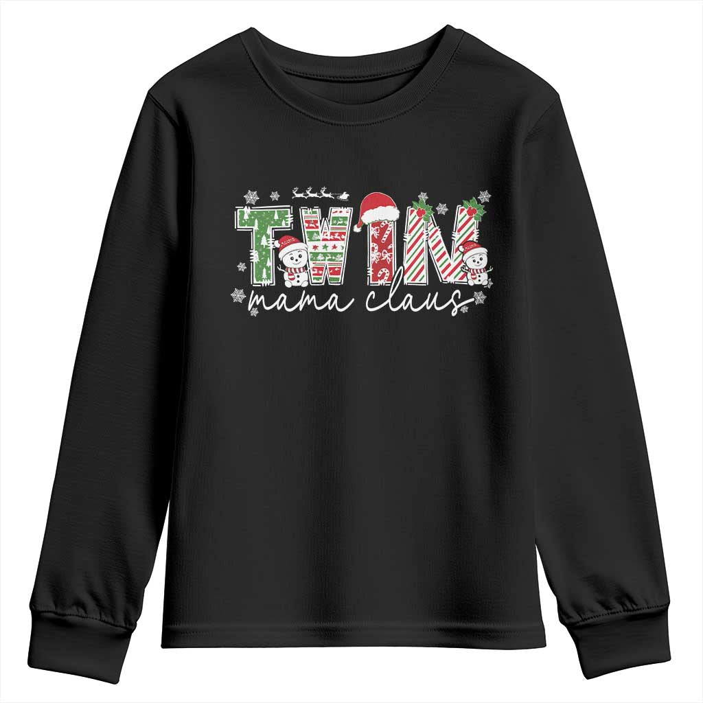 Christmas Twin Mama Claus Youth Sweatshirt Pregnancy Announcement - Wonder Print Shop