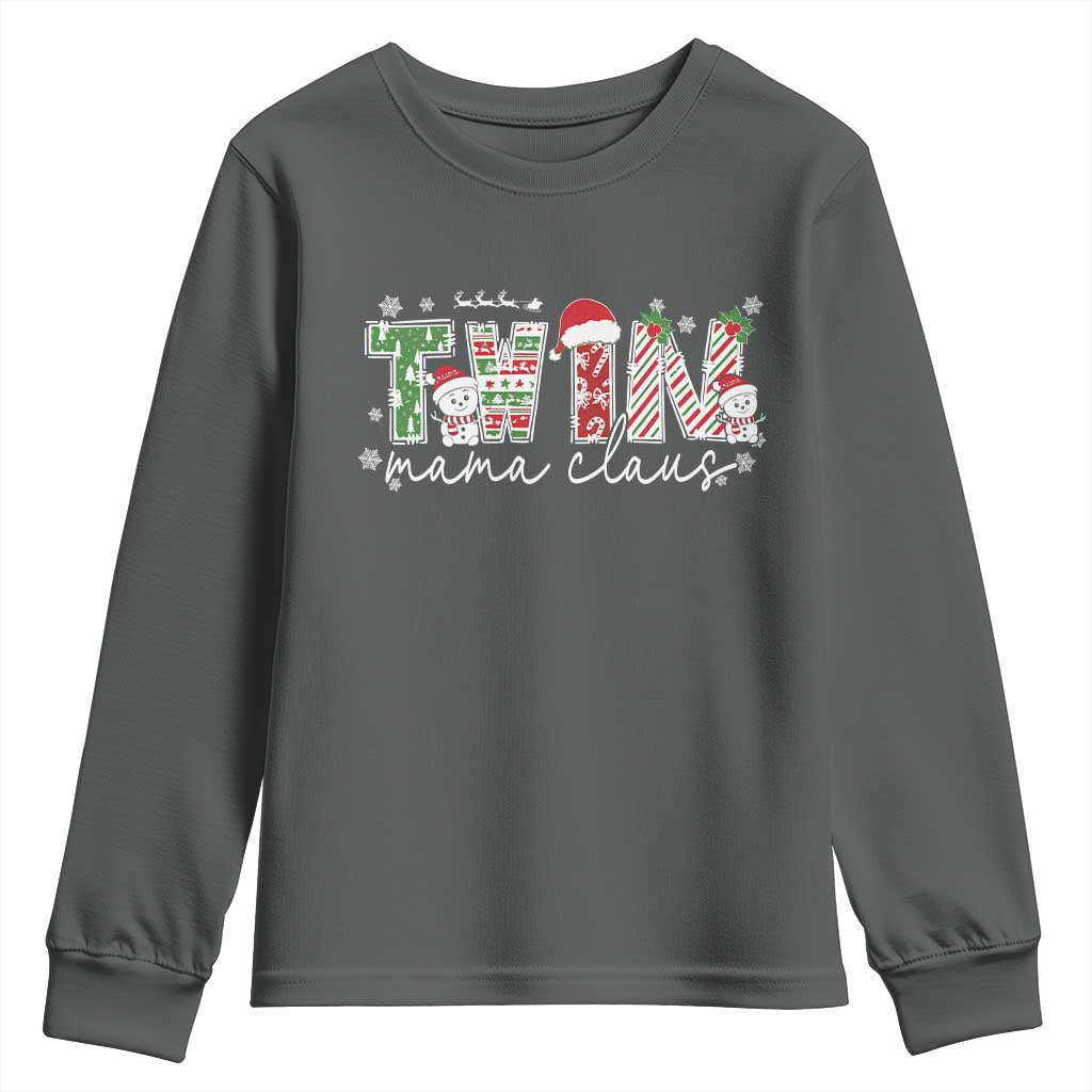Christmas Twin Mama Claus Youth Sweatshirt Pregnancy Announcement - Wonder Print Shop