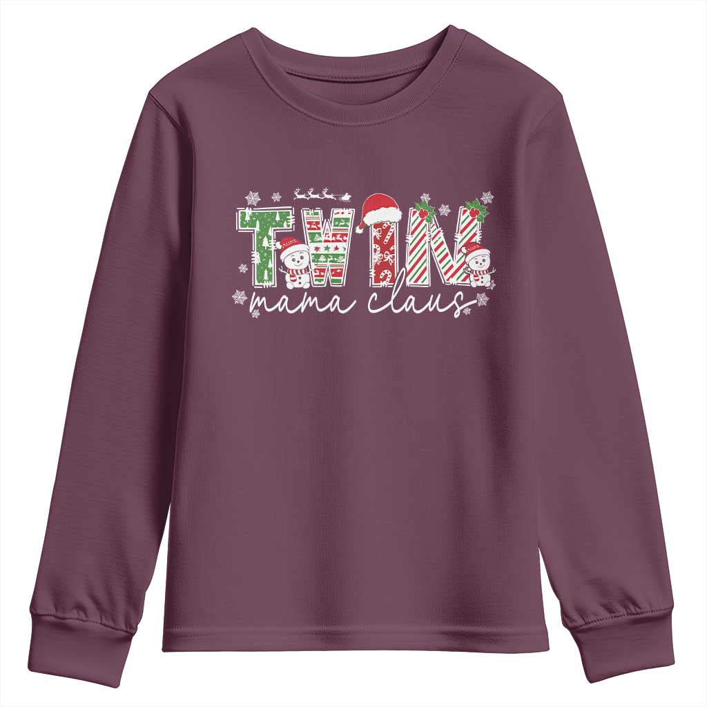 Christmas Twin Mama Claus Youth Sweatshirt Pregnancy Announcement - Wonder Print Shop