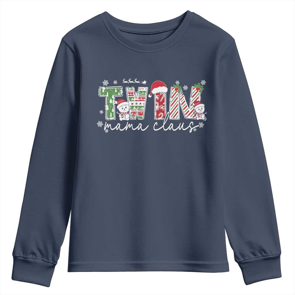 Christmas Twin Mama Claus Youth Sweatshirt Pregnancy Announcement - Wonder Print Shop