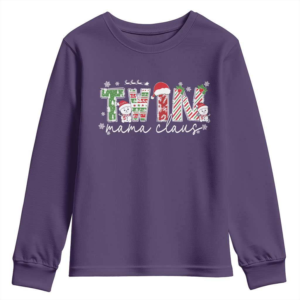 Christmas Twin Mama Claus Youth Sweatshirt Pregnancy Announcement - Wonder Print Shop