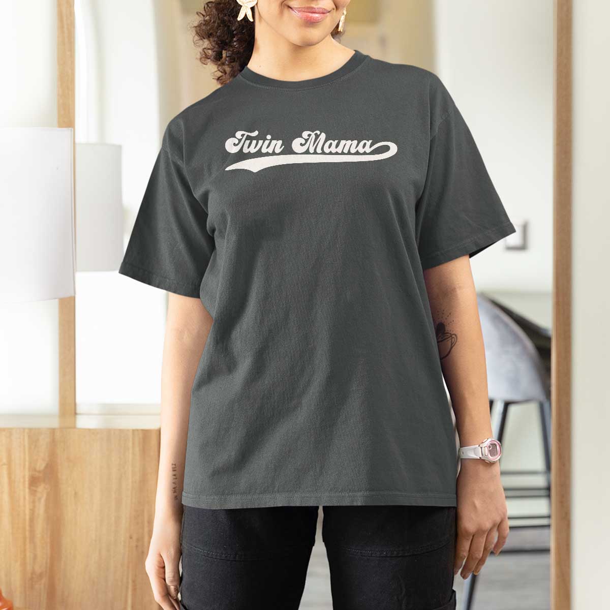 Twin Mama T Shirt For Women Pregnancy Announcement New Mom Gift