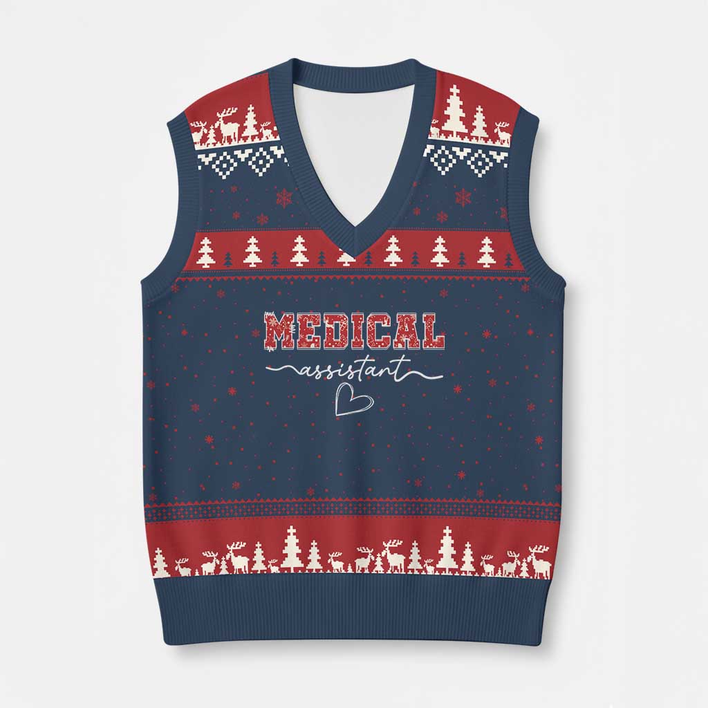 Xmas Medical Assistant V-Neck Knit Sweater Vest MA Nurse Gift - Wonder Print Shop
