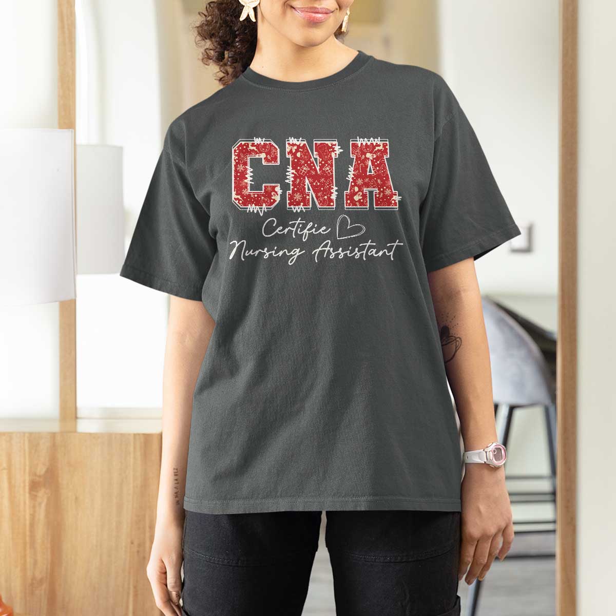 CNA Christmas T Shirt For Women Certified Nursing Assistant Gift - Wonder Print Shop