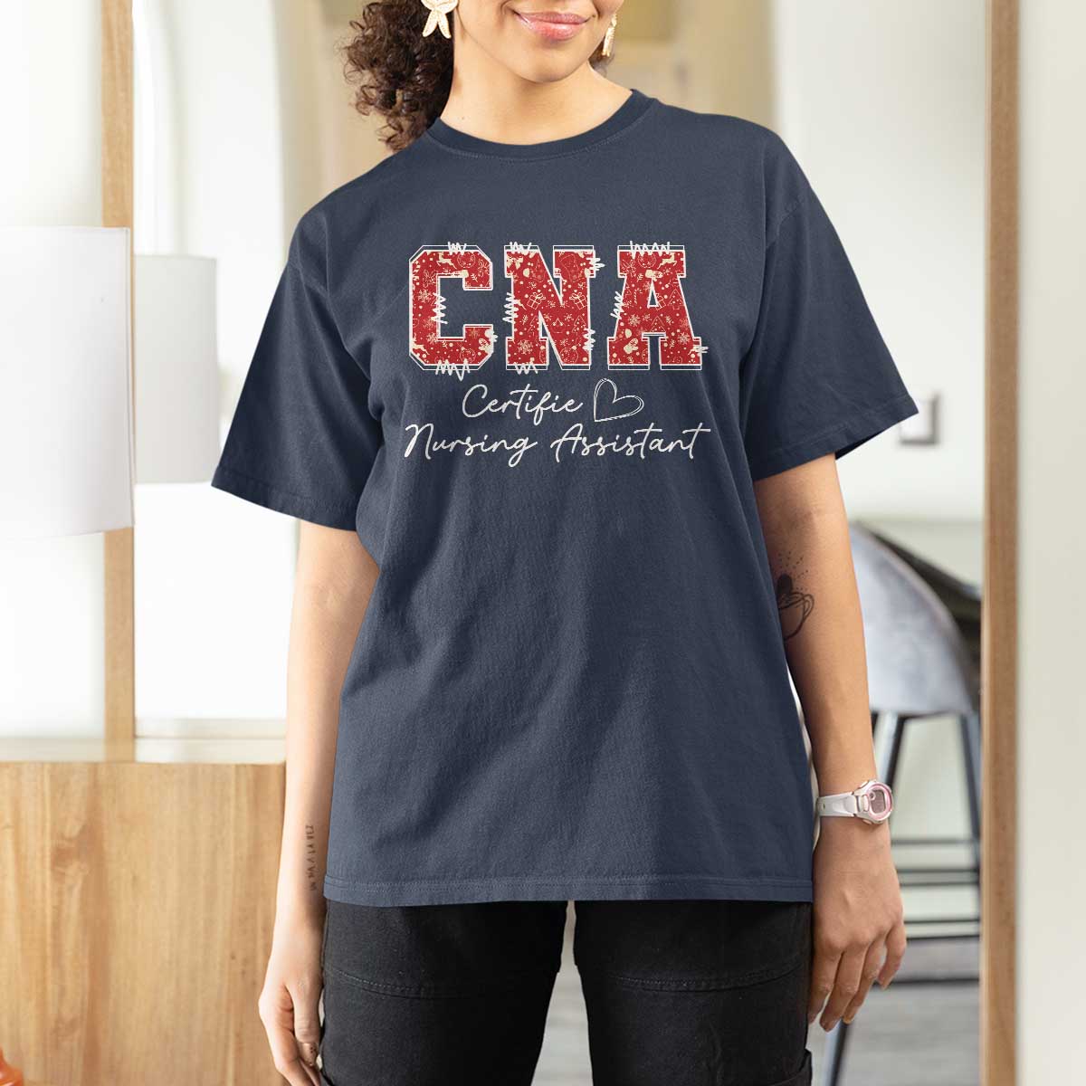 CNA Christmas T Shirt For Women Certified Nursing Assistant Gift - Wonder Print Shop