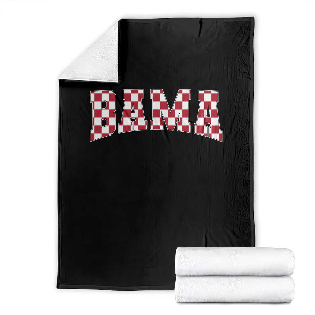 Vintage Bama Throw Blanket Retro Checkered Varsity Alabama Lover AL State - Wonder Print Shop