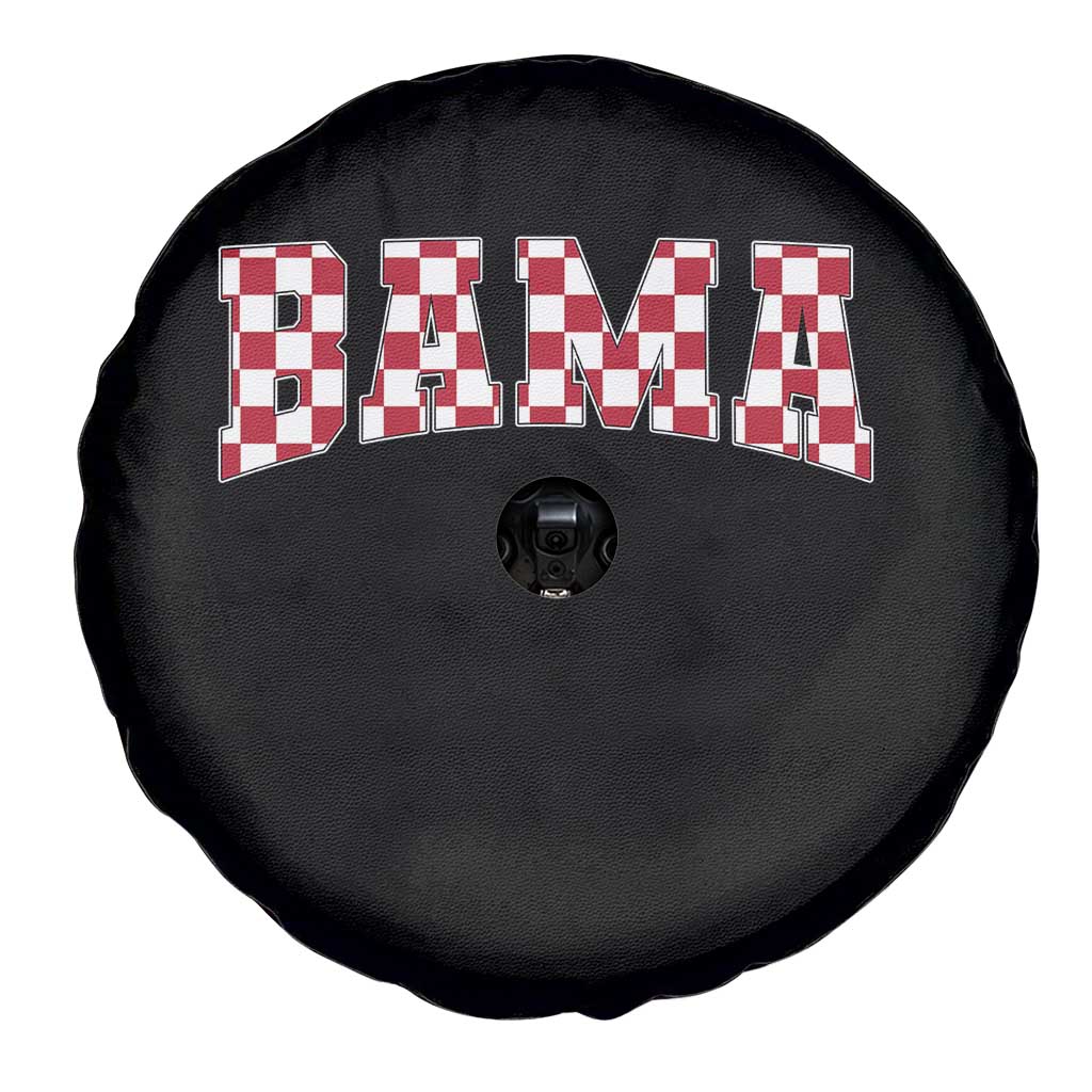 Vintage Bama Spare Tire Cover Retro Checkered Varsity Alabama Lover AL State - Wonder Print Shop