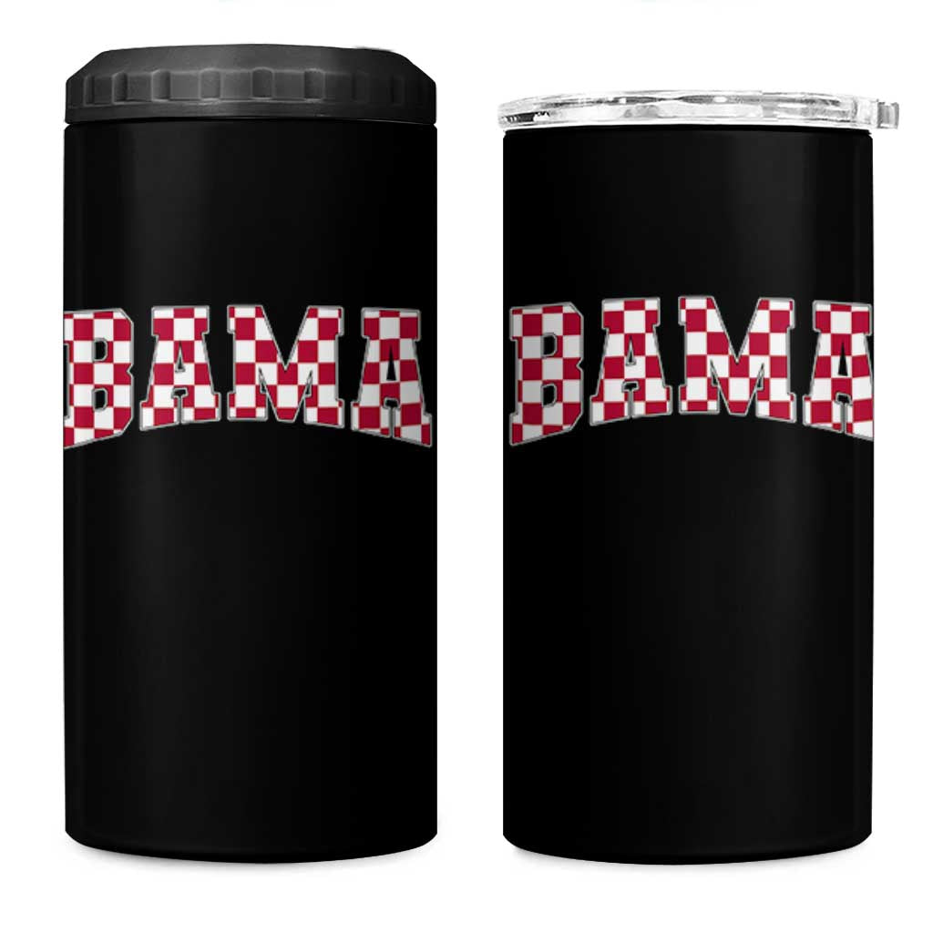Vintage Bama 4 in 1 Can Cooler Tumbler Retro Checkered Varsity Alabama Lover AL State - Wonder Print Shop