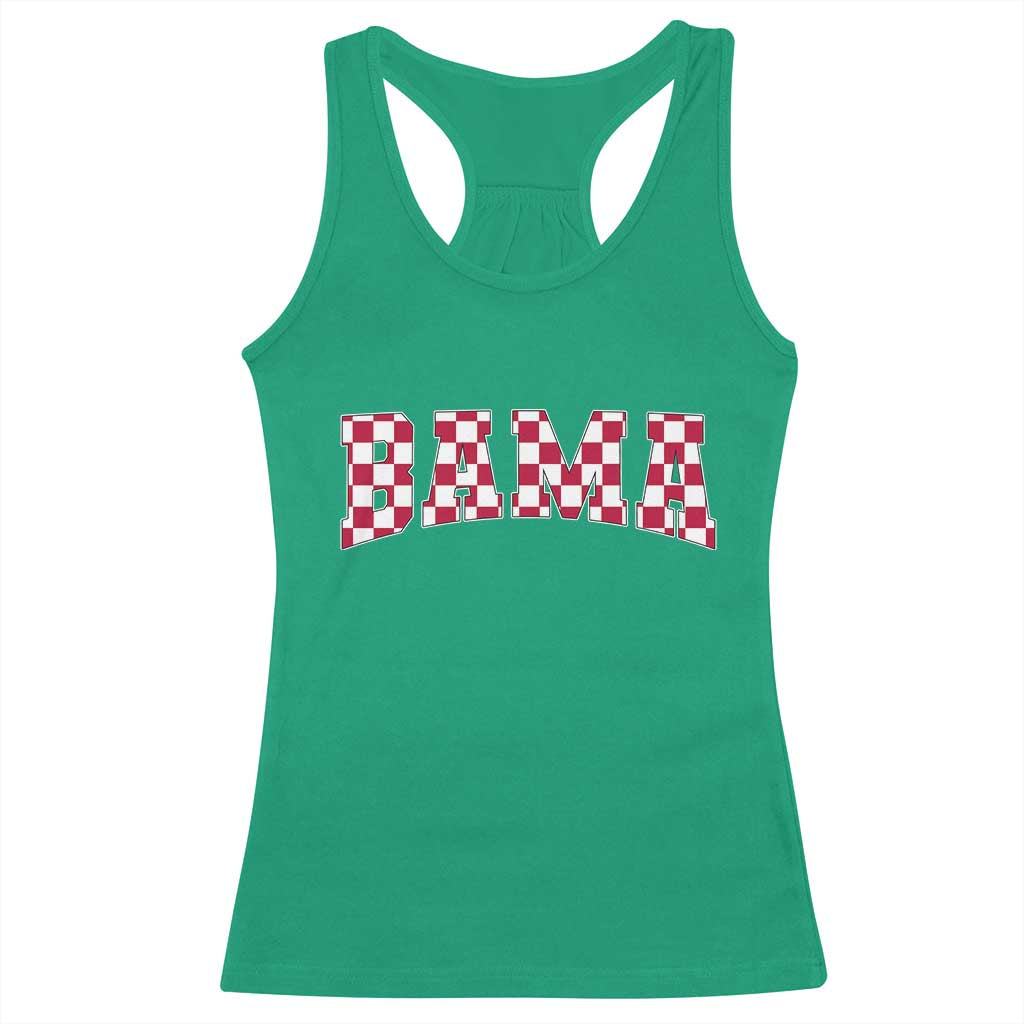Vintage Bama Racerback Tank Top Retro Checkered Varsity Alabama Lover AL State - Wonder Print Shop