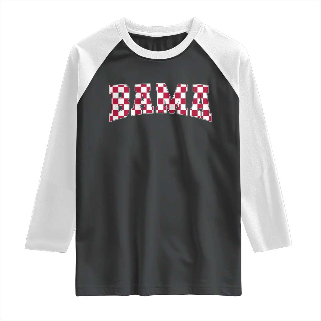 Vintage Bama Raglan Shirt Retro Checkered Varsity Alabama Lover AL State - Wonder Print Shop