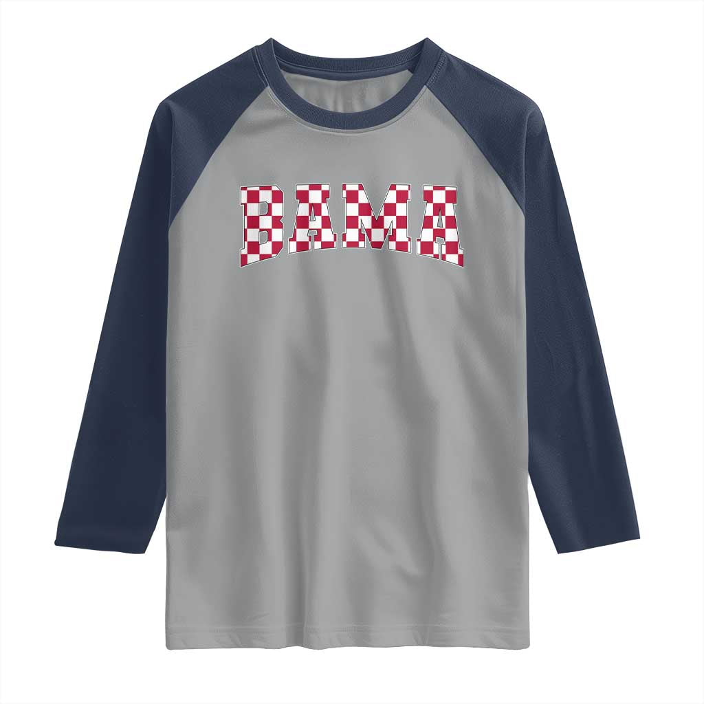 Vintage Bama Raglan Shirt Retro Checkered Varsity Alabama Lover AL State - Wonder Print Shop