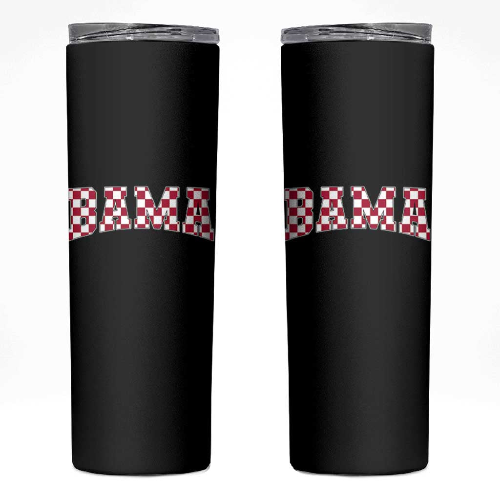 Vintage Bama Skinny Tumbler Retro Checkered Varsity Alabama Lover AL State - Wonder Print Shop