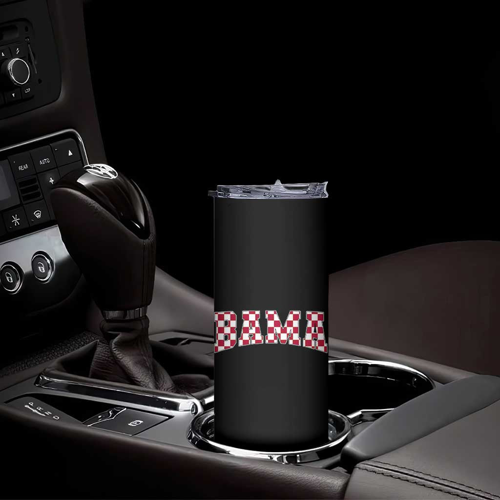 Vintage Bama Skinny Tumbler Retro Checkered Varsity Alabama Lover AL State - Wonder Print Shop