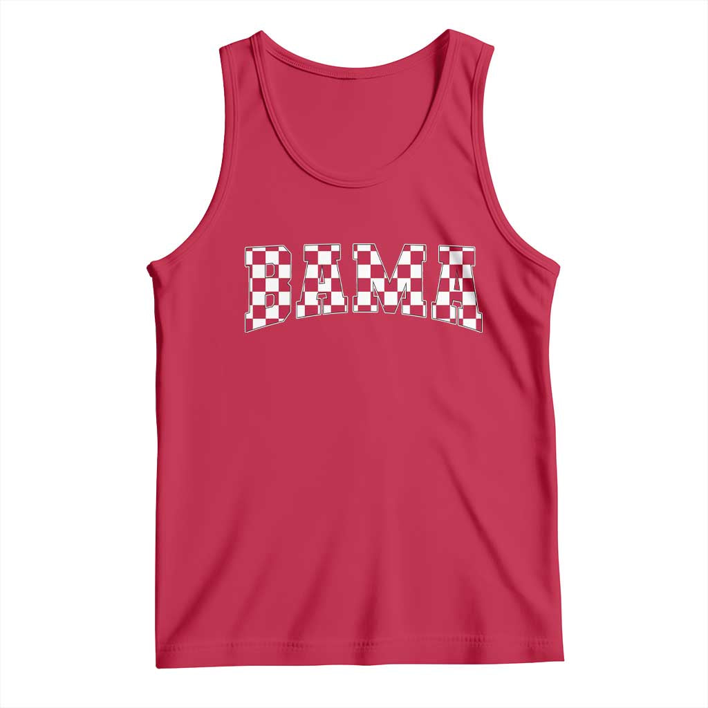 Vintage Bama Tank Top Retro Checkered Varsity Alabama Lover AL State - Wonder Print Shop