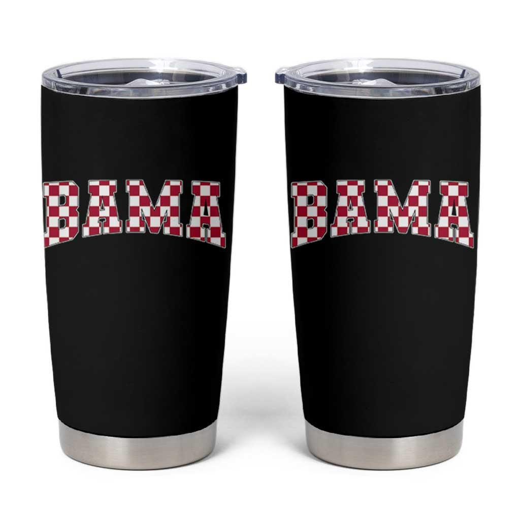 Vintage Bama Tumbler Cup Retro Checkered Varsity Alabama Lover AL State - Wonder Print Shop
