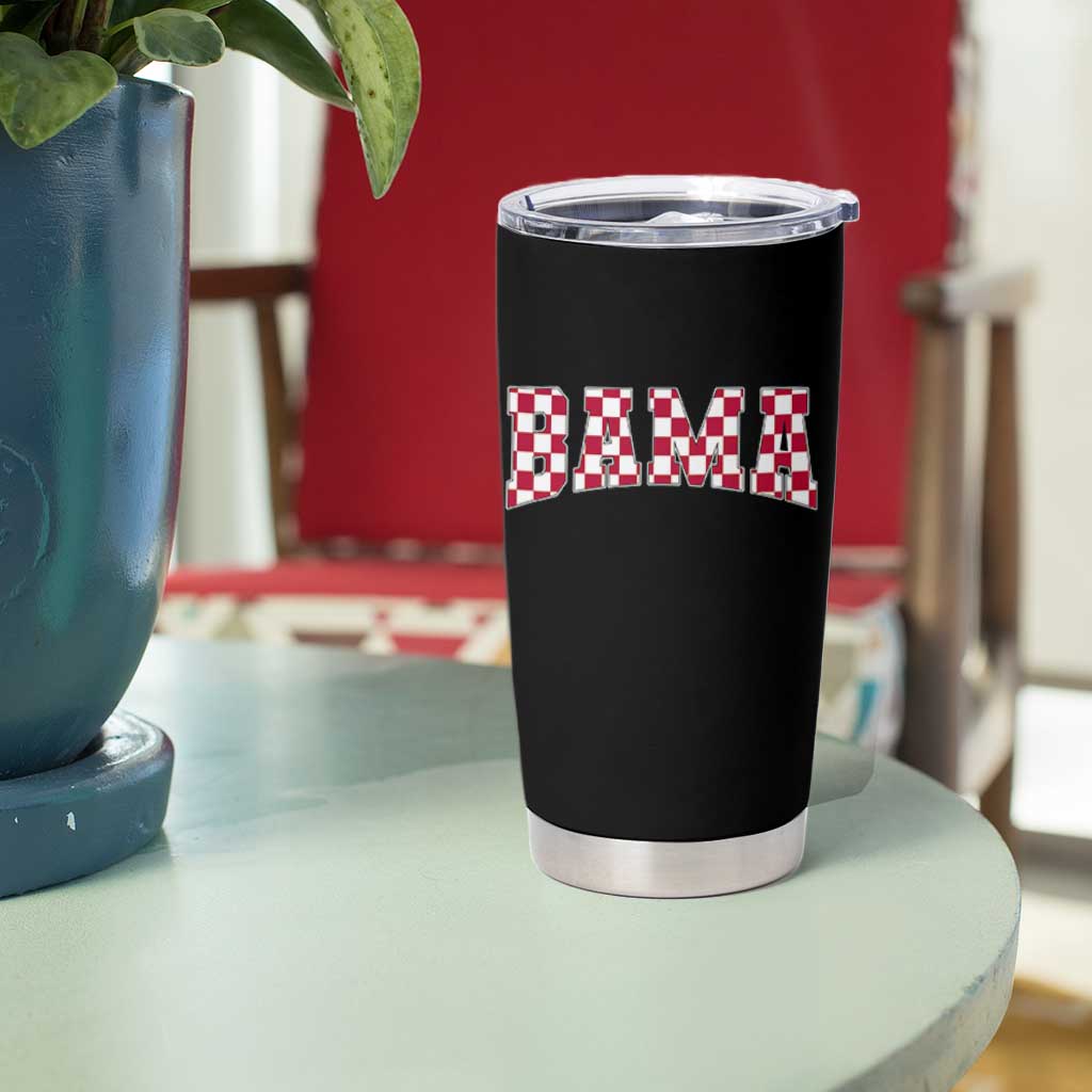Vintage Bama Tumbler Cup Retro Checkered Varsity Alabama Lover AL State - Wonder Print Shop