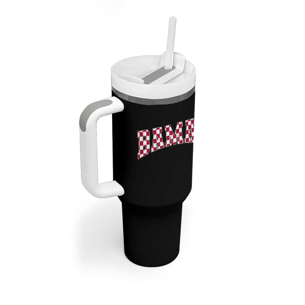 Vintage Bama Tumbler With Handle Retro Checkered Varsity Alabama Lover AL State - Wonder Print Shop