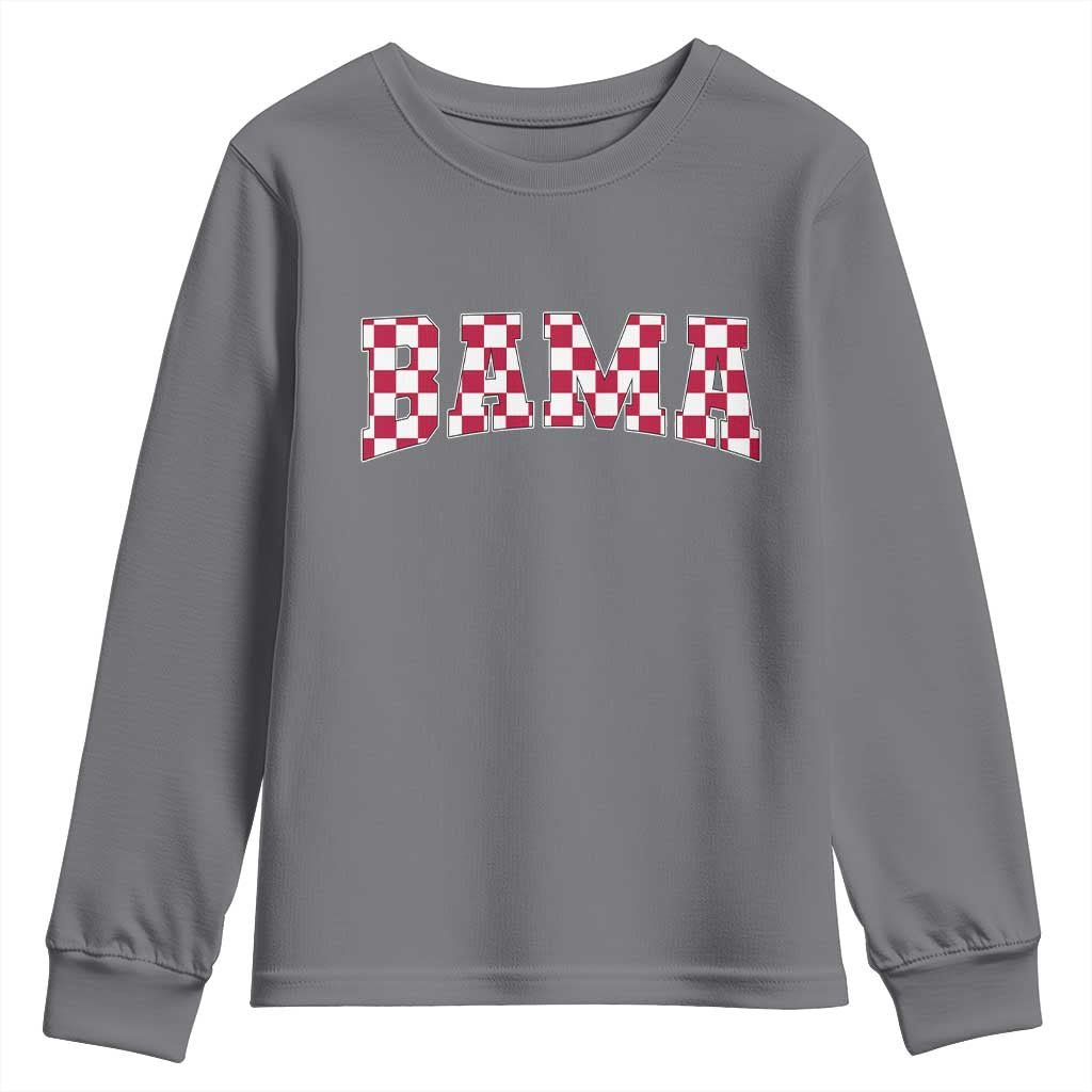 Vintage Bama Youth Sweatshirt Retro Checkered Varsity Alabama Lover AL State - Wonder Print Shop