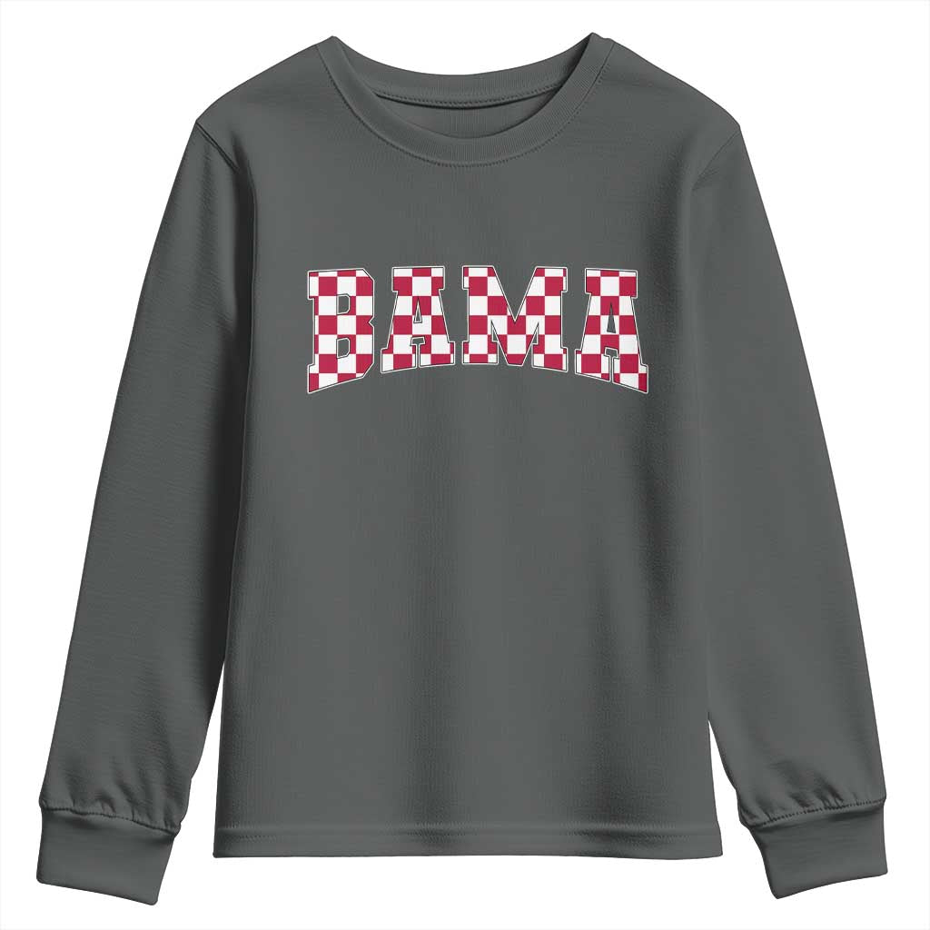 Vintage Bama Youth Sweatshirt Retro Checkered Varsity Alabama Lover AL State - Wonder Print Shop