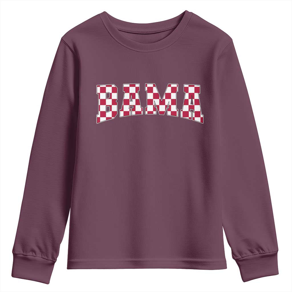 Vintage Bama Youth Sweatshirt Retro Checkered Varsity Alabama Lover AL State - Wonder Print Shop