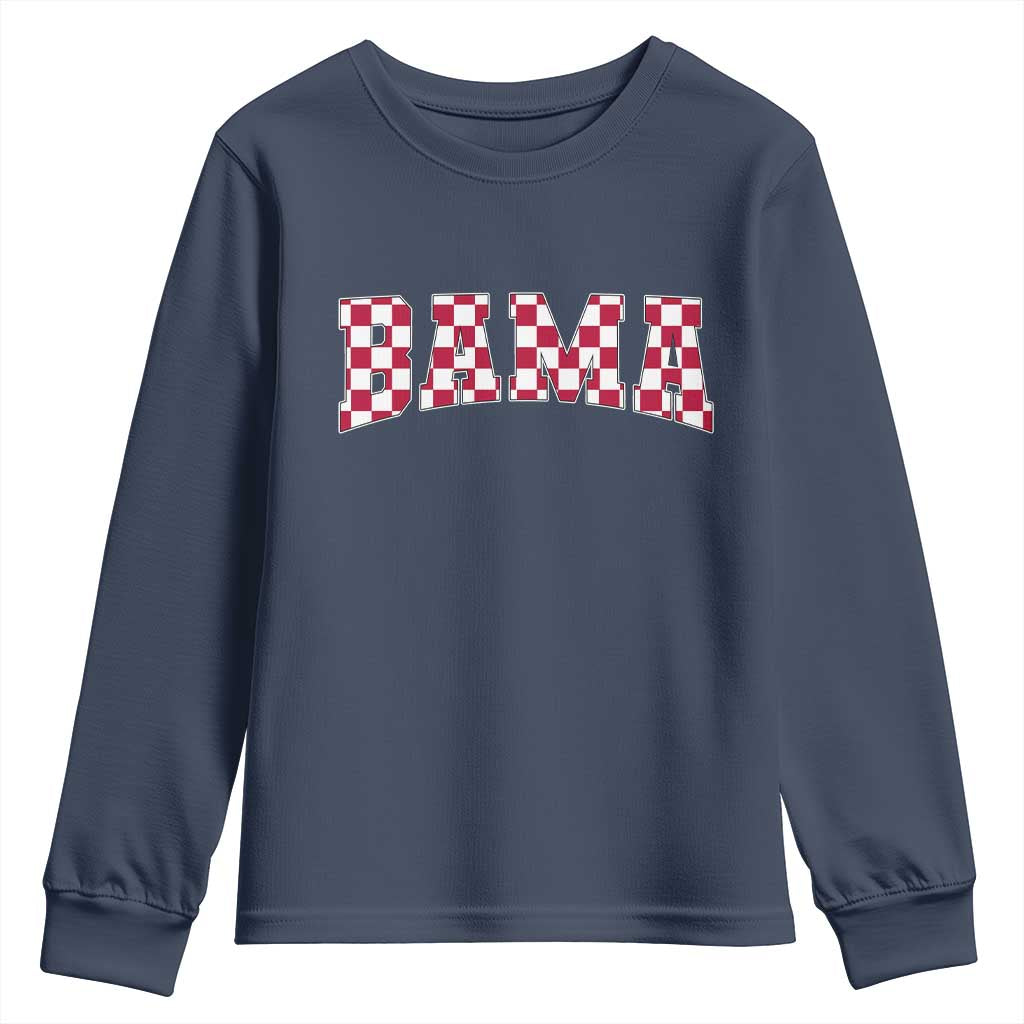 Vintage Bama Youth Sweatshirt Retro Checkered Varsity Alabama Lover AL State - Wonder Print Shop