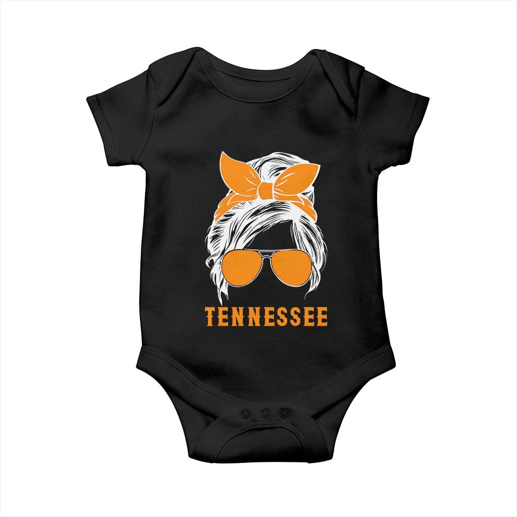 Tennessee Fan Baby Onesie Volunteers College Football Lover Game Day Messy Bun - Wonder Print Shop