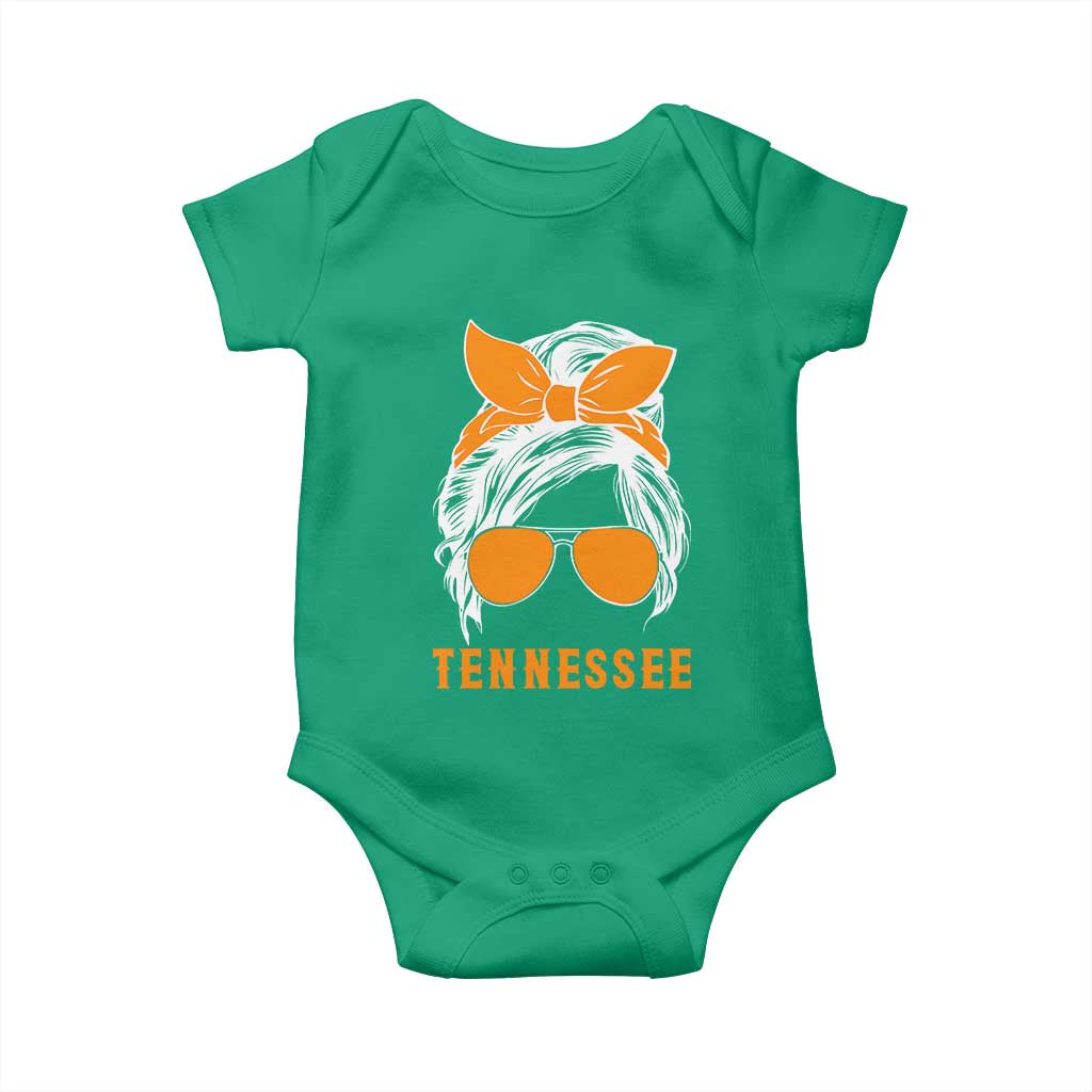 Tennessee Fan Baby Onesie Volunteers College Football Lover Game Day Messy Bun - Wonder Print Shop
