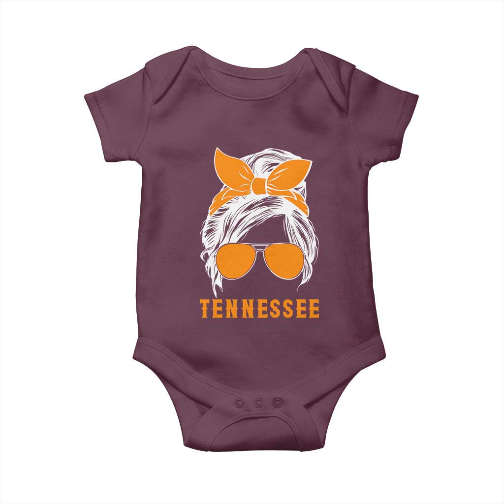 Tennessee Fan Baby Onesie Volunteers College Football Lover Game Day Messy Bun - Wonder Print Shop
