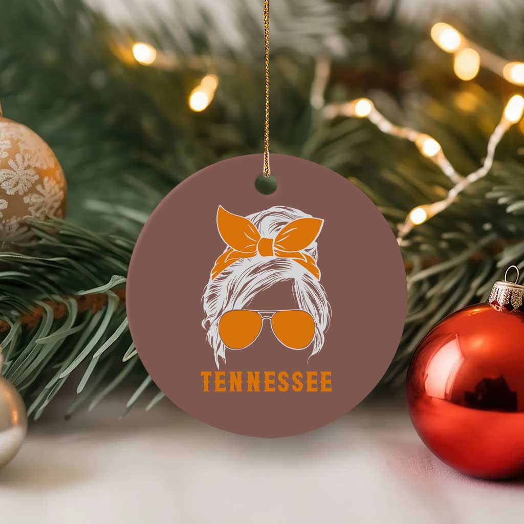 Tennessee Fan Ceramic Ornament Volunteers College Football Lover Game Day Messy Bun - Wonder Print Shop