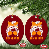 Tennessee Fan Ceramic Ornament Volunteers College Football Lover Game Day Messy Bun - Wonder Print Shop