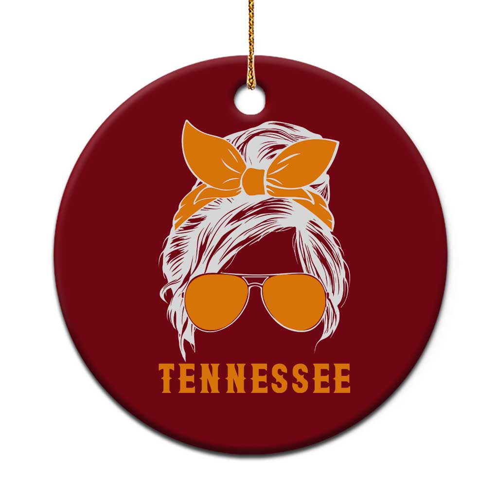 Tennessee Fan Ceramic Ornament Volunteers College Football Lover Game Day Messy Bun - Wonder Print Shop