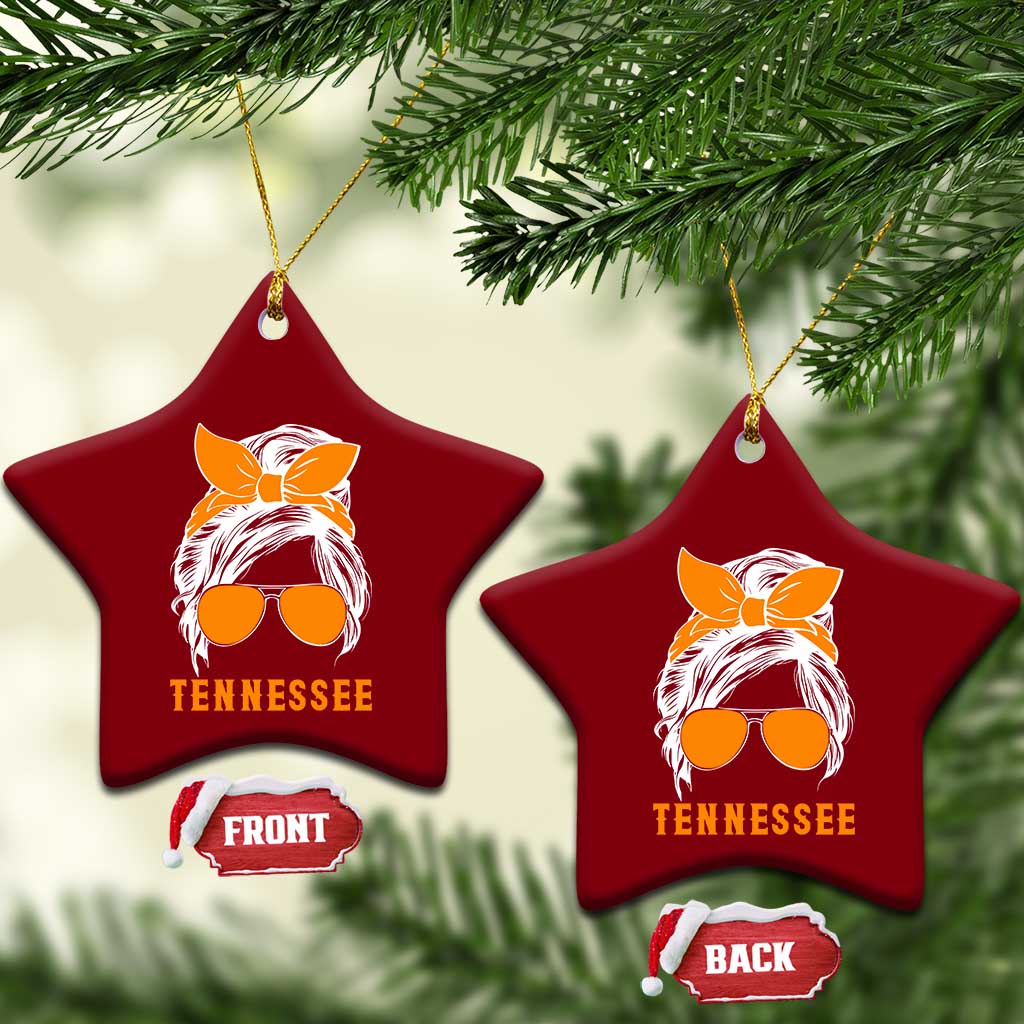 Tennessee Fan Ceramic Ornament Volunteers College Football Lover Game Day Messy Bun - Wonder Print Shop