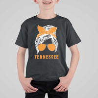Tennessee Fan T Shirt For Kid Volunteers College Football Lover Game Day Messy Bun - Wonder Print Shop