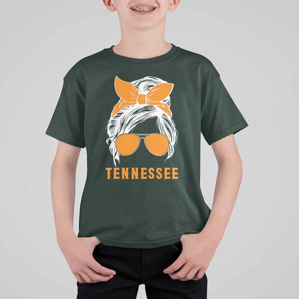 Tennessee Fan T Shirt For Kid Volunteers College Football Lover Game Day Messy Bun - Wonder Print Shop