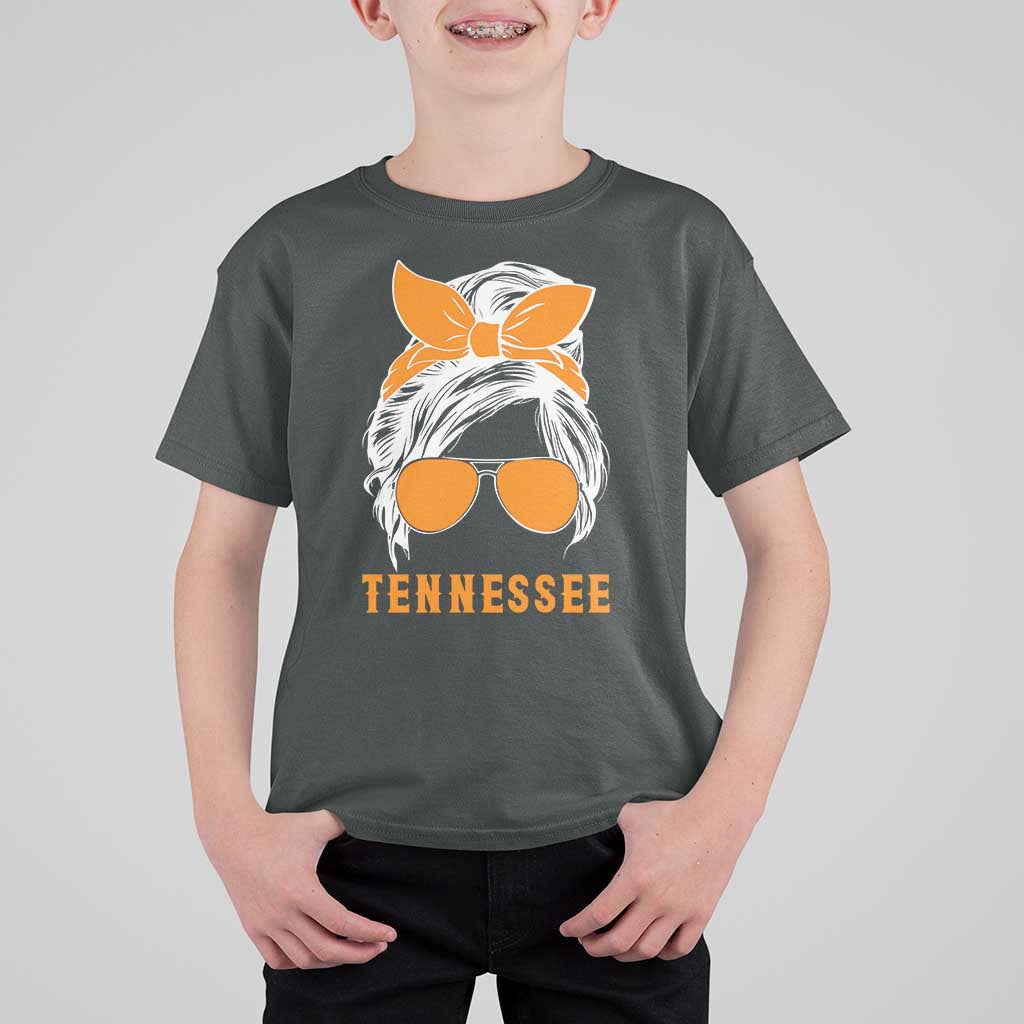 Tennessee Fan T Shirt For Kid Volunteers College Football Lover Game Day Messy Bun - Wonder Print Shop