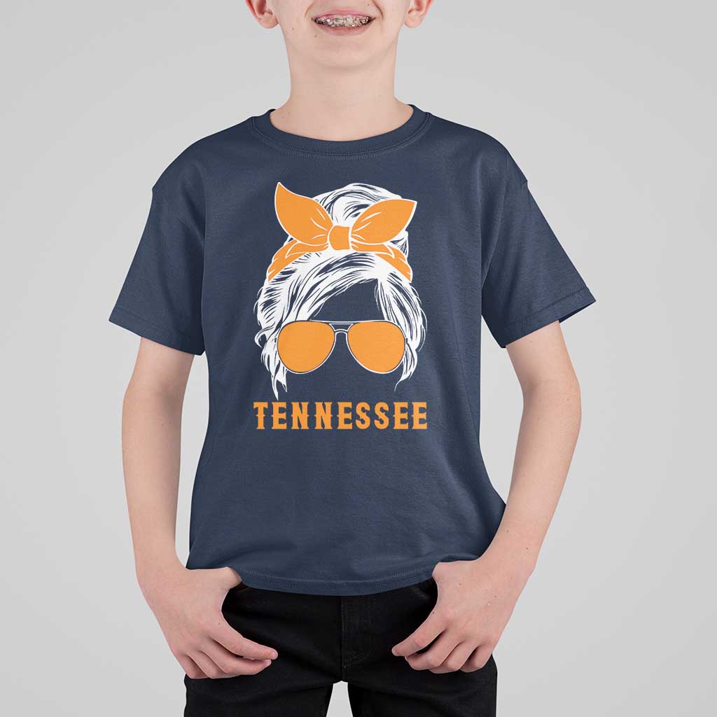 Tennessee Fan T Shirt For Kid Volunteers College Football Lover Game Day Messy Bun - Wonder Print Shop