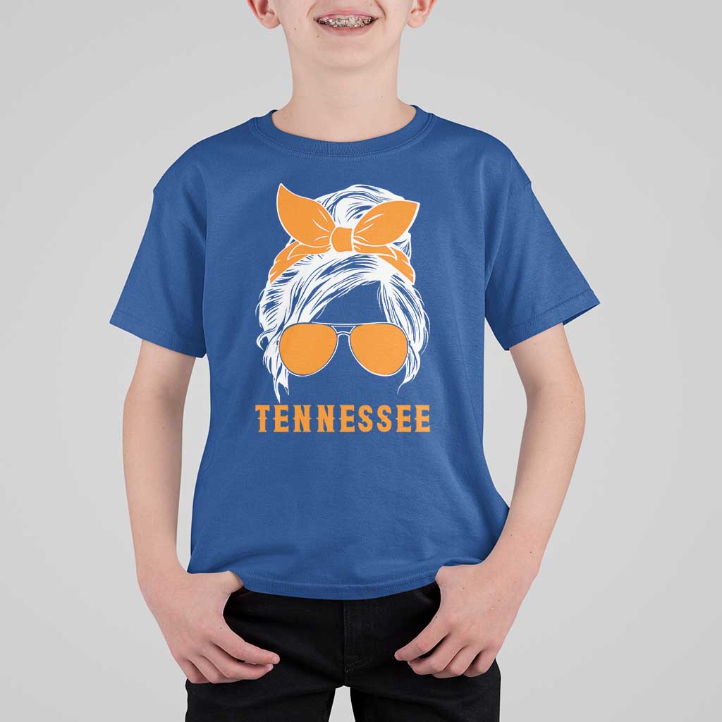 Tennessee Fan T Shirt For Kid Volunteers College Football Lover Game Day Messy Bun - Wonder Print Shop