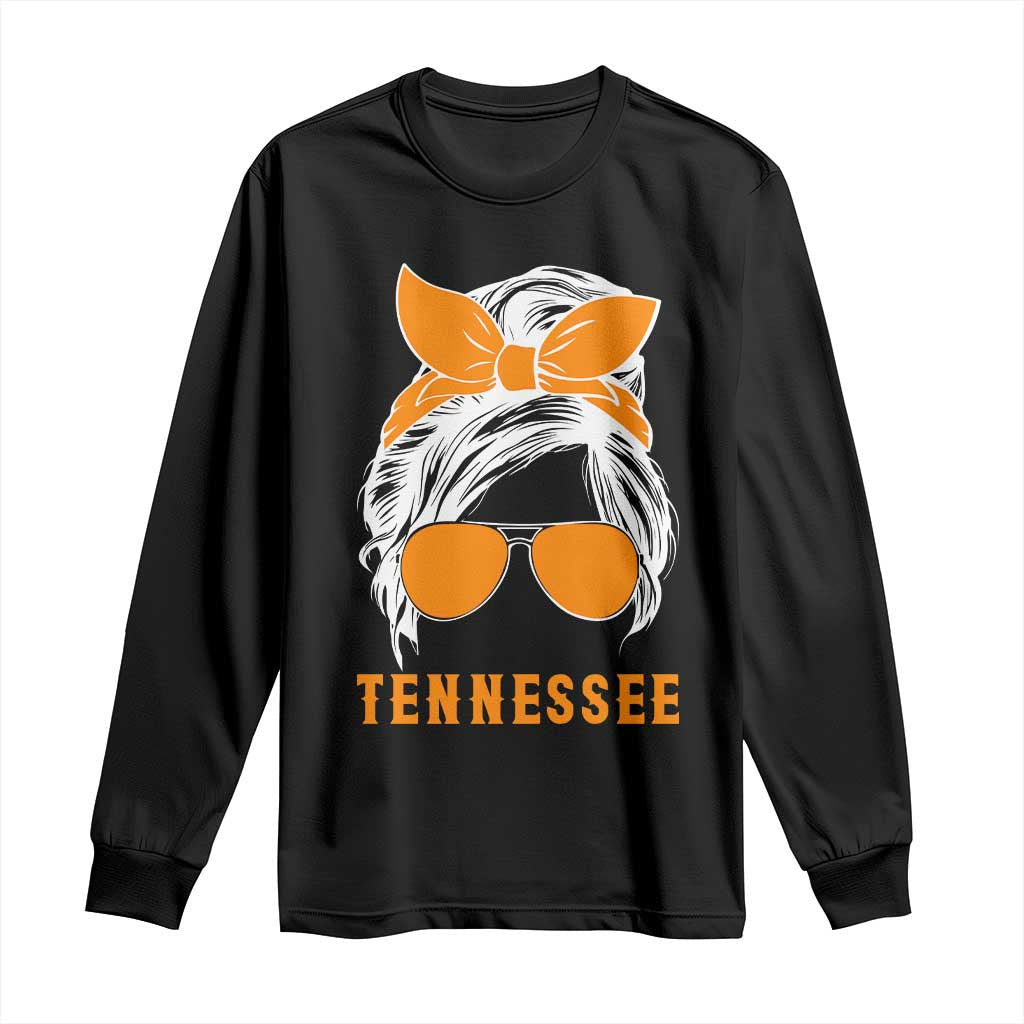 Tennessee Fan Long Sleeve Shirt Volunteers College Football Lover Game Day Messy Bun - Wonder Print Shop