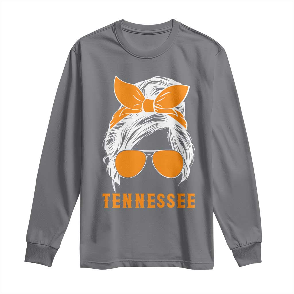 Tennessee Fan Long Sleeve Shirt Volunteers College Football Lover Game Day Messy Bun - Wonder Print Shop