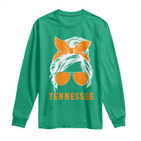 Tennessee Fan Long Sleeve Shirt Volunteers College Football Lover Game Day Messy Bun - Wonder Print Shop